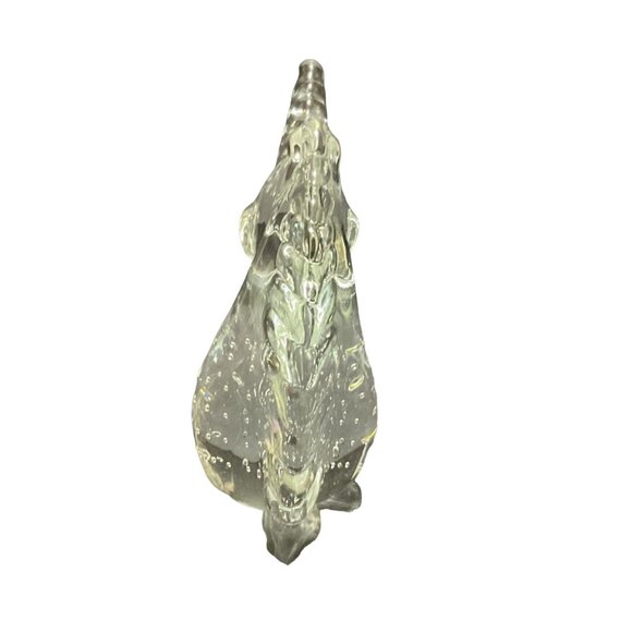 ART GLASS UNICORN PAPERWEIGHT HANDBLOWN CONTROLLED BUBBLES 4" H X 1.75" W X 3" L - Picture 4 of 5